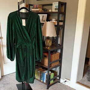 Green Glitzy Wrap Dress